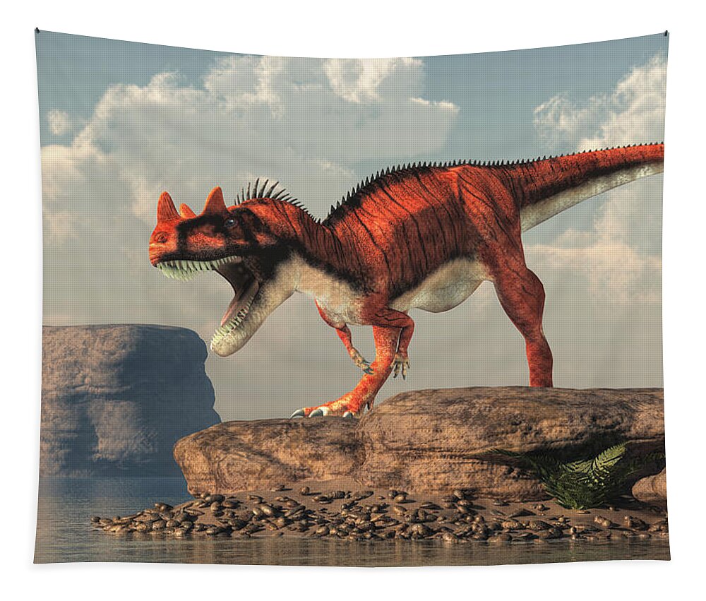Ceratosaurus Tapestry featuring the digital art Ceratosaurus by Daniel Eskridge