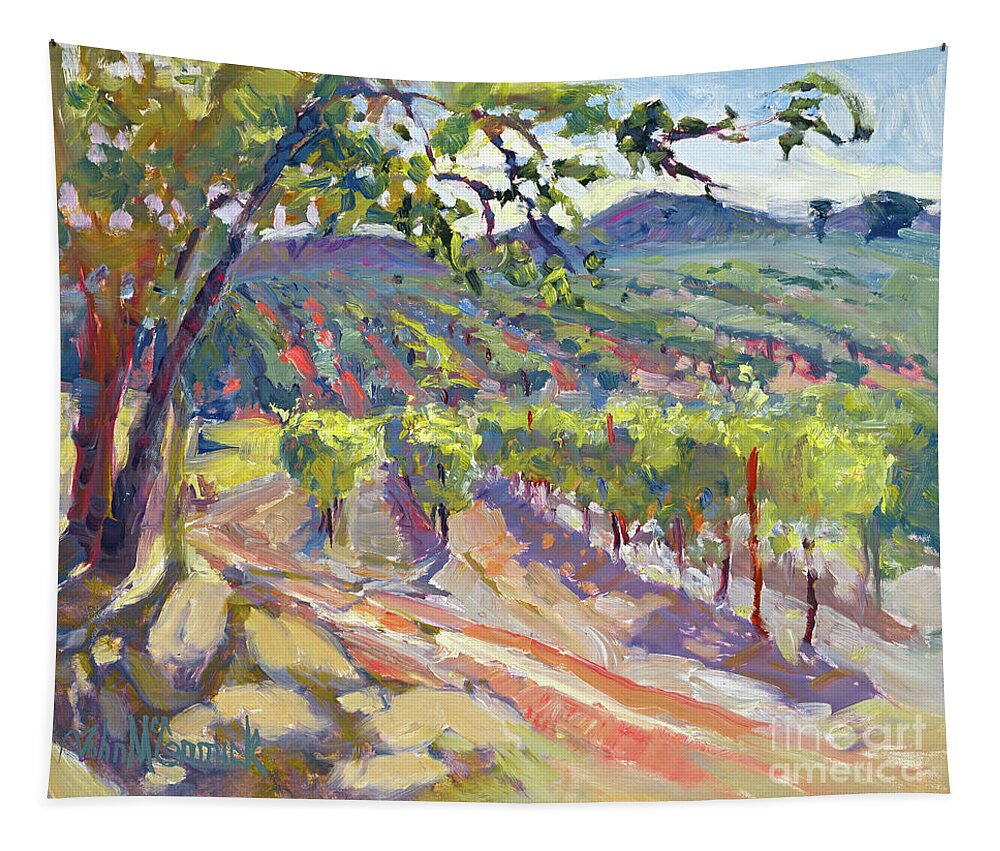 Vineyard Tapestry featuring the painting Chalk Hill Vineyard by John McCormick