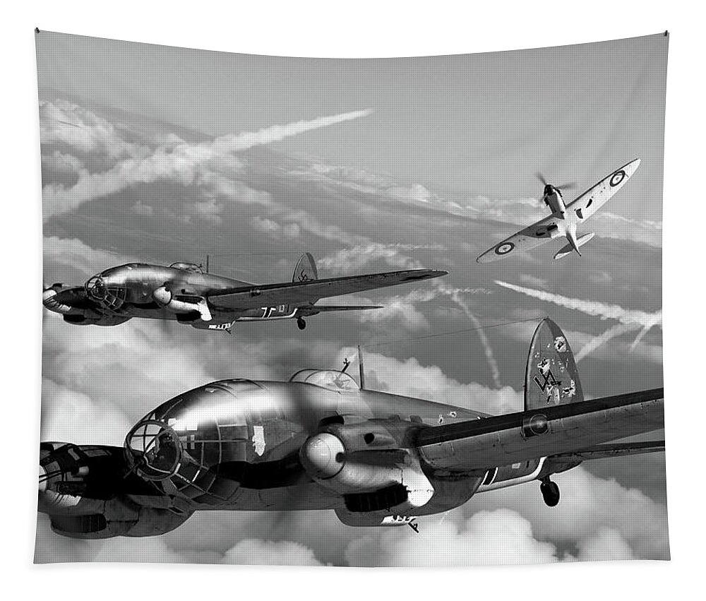 Wwii Tapestry featuring the digital art Channel Dash - Monochrome by Mark Donoghue