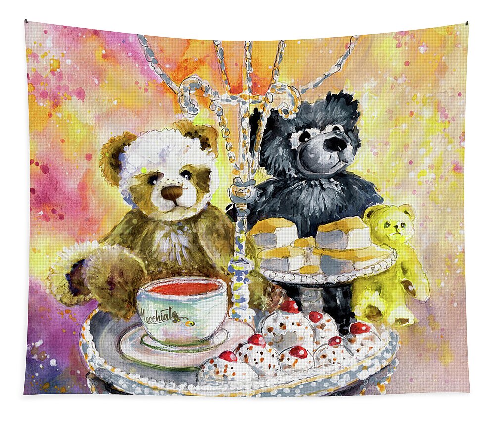 Teddy Tapestry featuring the painting Charlie Bears Hot Cross Bun And Dreamer by Miki De Goodaboom