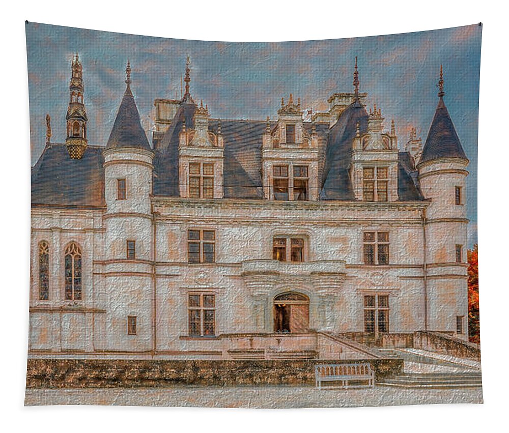 France Tapestry featuring the photograph Chateau Chenonceau in Fall by Marcy Wielfaert