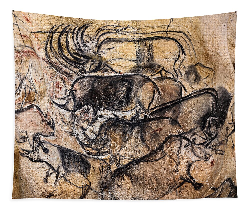 Chauvet Rhinoceros Panel Tapestry featuring the digital art Chauvet - Rhinoceros Panel by Weston Westmoreland