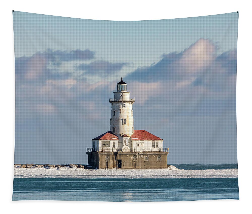 Chicago Tapestry featuring the photograph Chicago Harbour Light by Framing Places