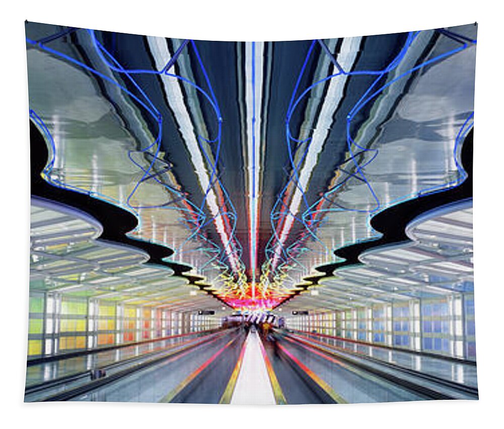Photography Tapestry featuring the photograph Chicago Ohare Airport Terminal Interior by Panoramic Images