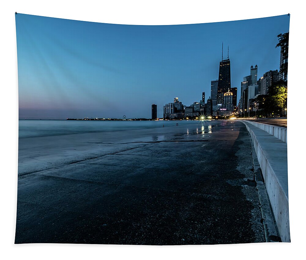 Chicago Tapestry featuring the photograph Chicago's lakefront at dawn by Sven Brogren