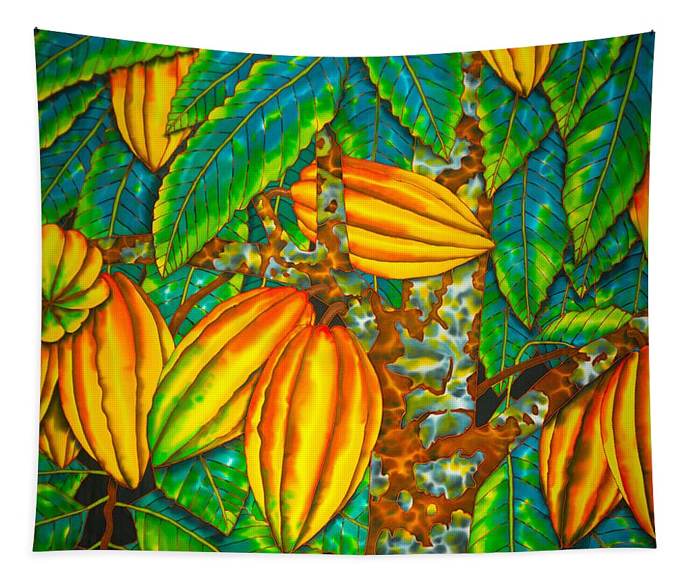 Cacao Pod Tapestry featuring the painting Chocolat St. Lucia by Daniel Jean-Baptiste