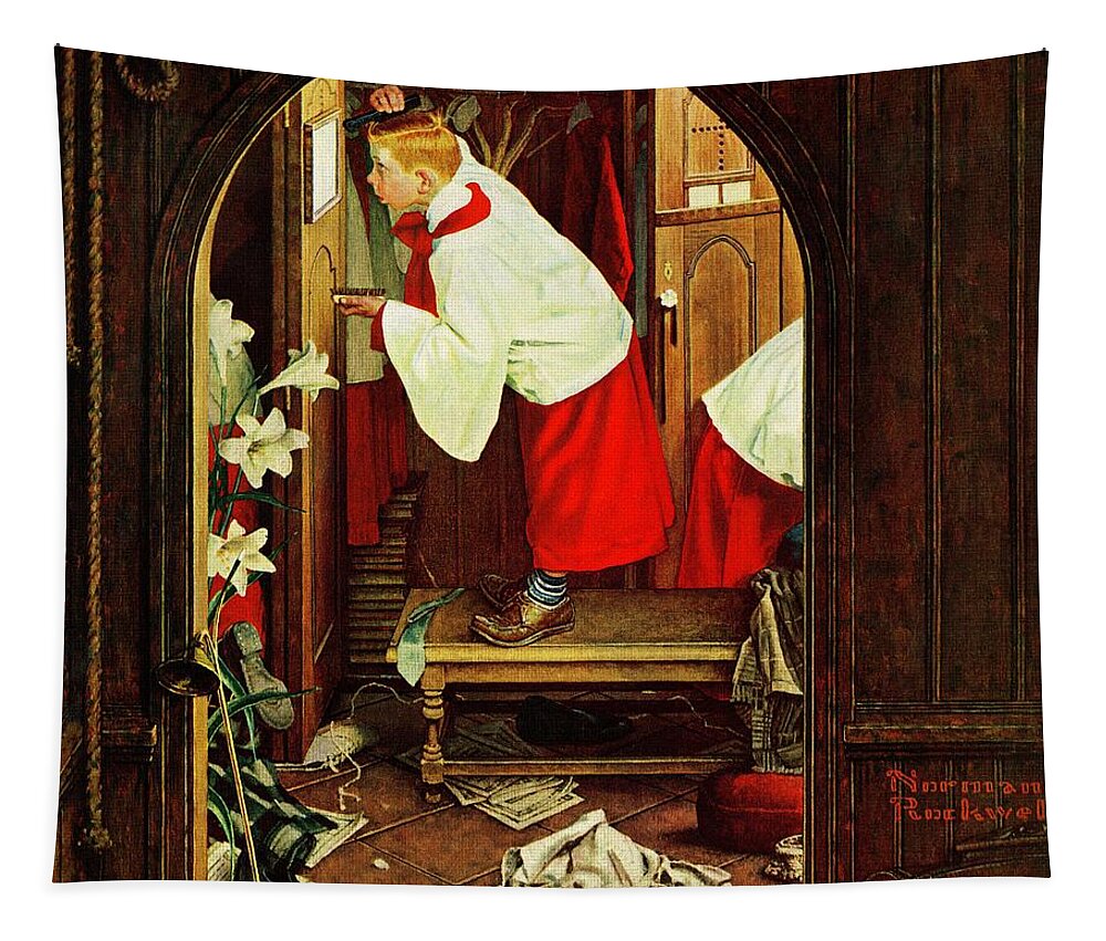 Choirboys Tapestry featuring the painting choirboy by Norman Rockwell