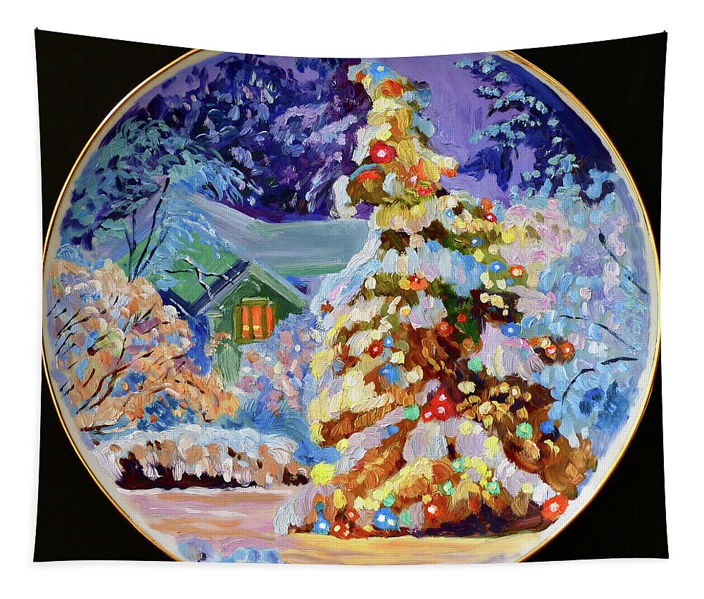 Christmas Tapestry featuring the painting Christmas Eve by David Lloyd Glover