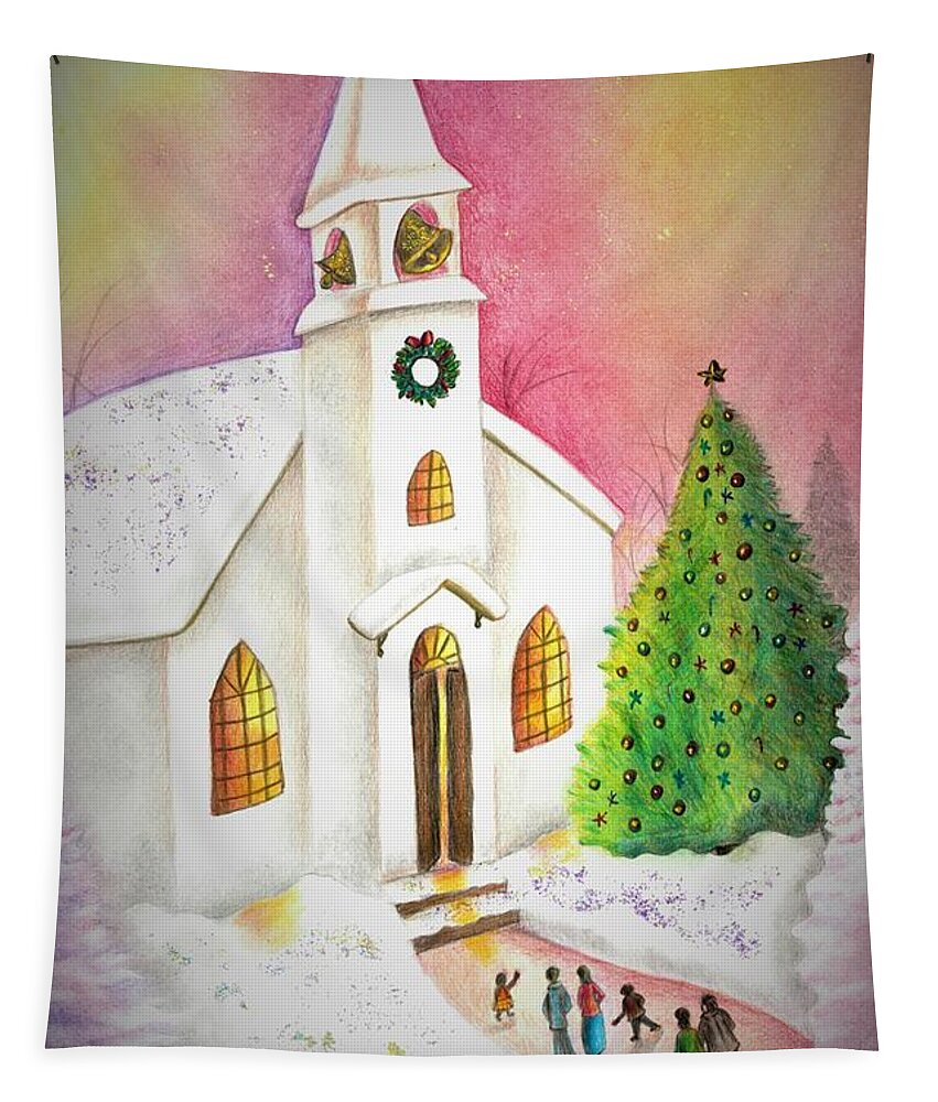 Christmas Tapestry featuring the drawing Christmas tranquility by Tara Krishna