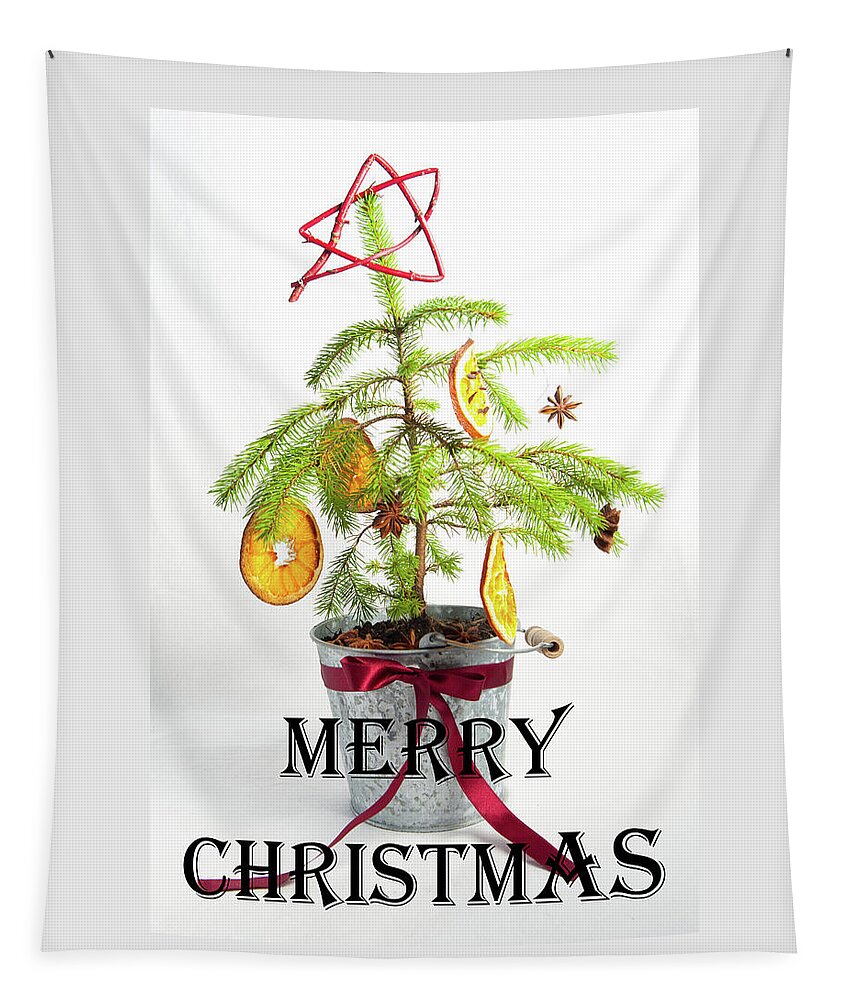 Christmas Tapestry featuring the photograph Christmas Tree - Merry Christmas by Helen Jackson