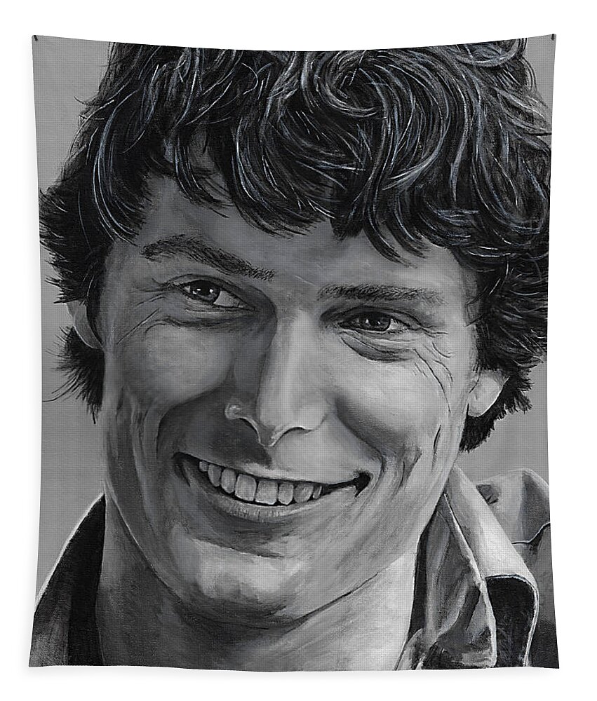 Christopher Reeve Tapestry featuring the painting Christopher Reeve by Matthew Mezo