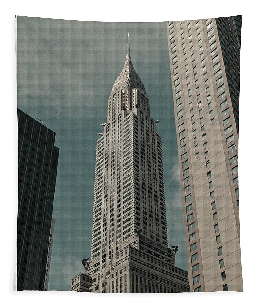 Chrysler Building Tapestry featuring the photograph Chrysler Building with copy by Arttography LLC