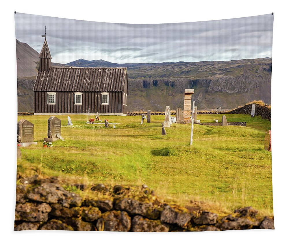 Church Tapestry featuring the photograph Church Cemetery of Iceland by David Letts