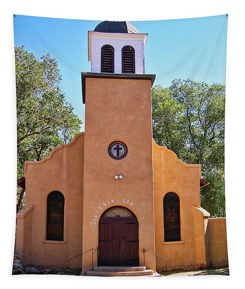 Cerrillos Tapestry featuring the photograph Church in Cerrillos, NM by Segura Shaw Photography