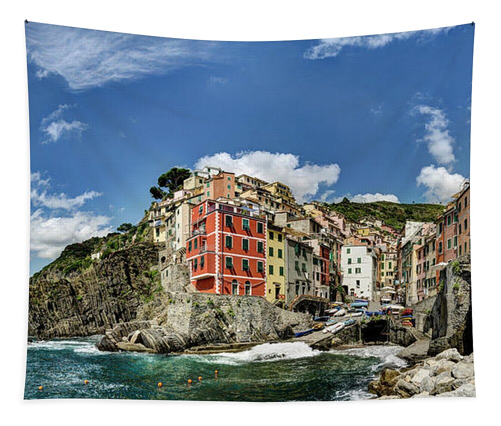 Riomaggiore Tapestry featuring the photograph Cinque Terre - View of Riomaggiore by Weston Westmoreland