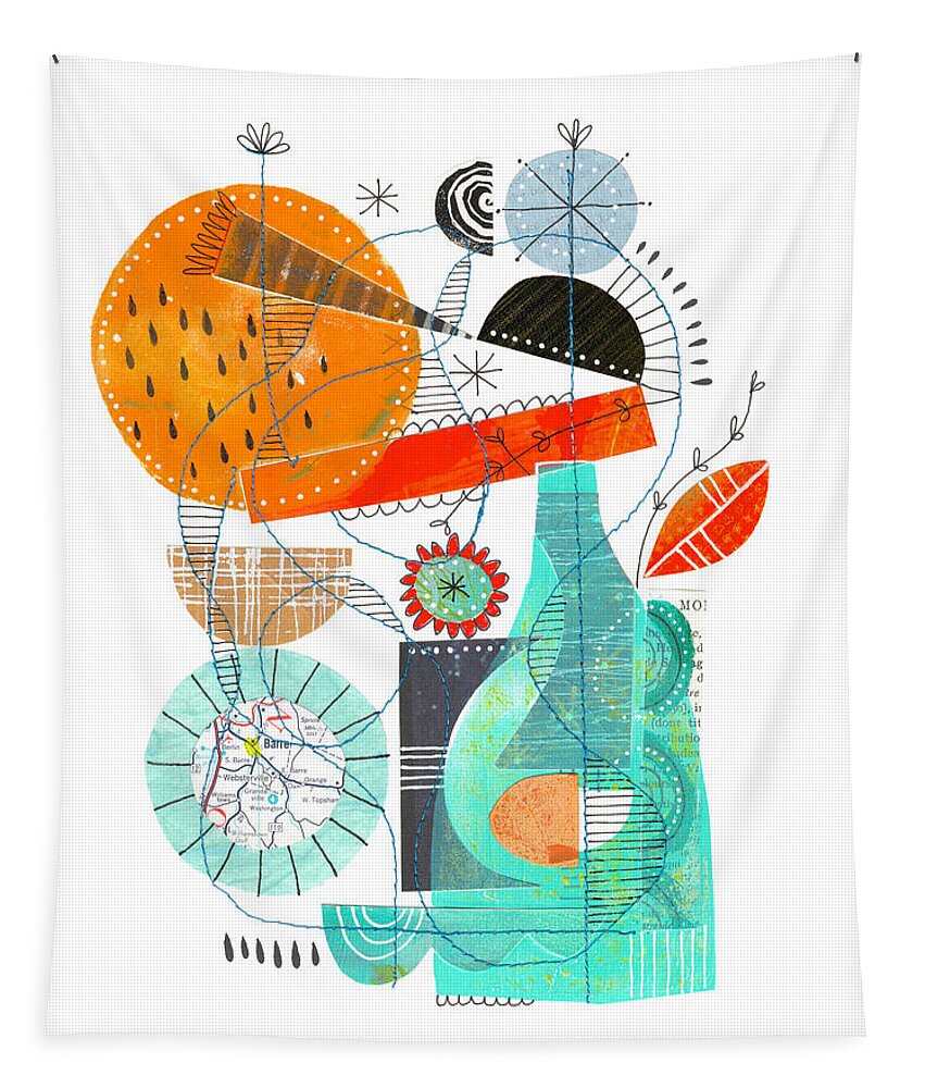 Collage Tapestry featuring the mixed media Circolo by Lucie Duclos