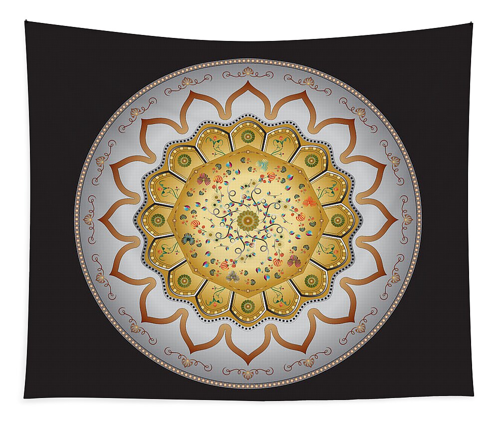 Mandala Tapestry featuring the digital art Circumplexical No 3466 by Alan Bennington