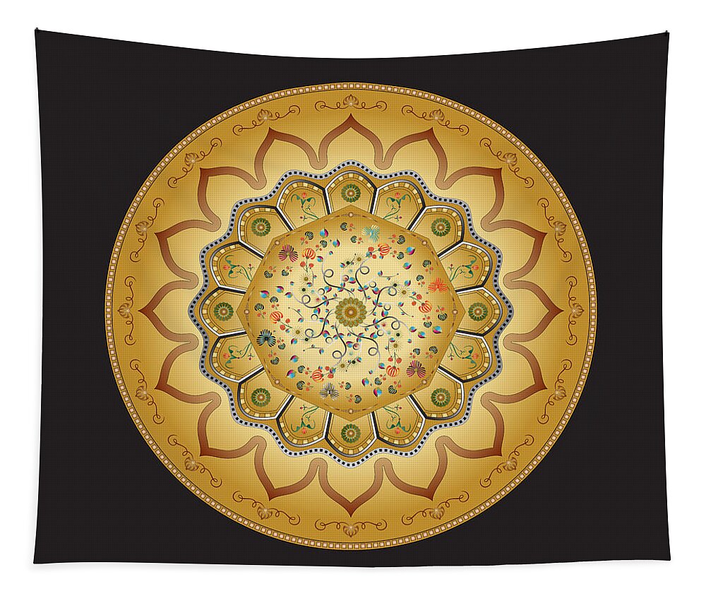 Mandala Tapestry featuring the digital art Circumplexical No 3469 by Alan Bennington