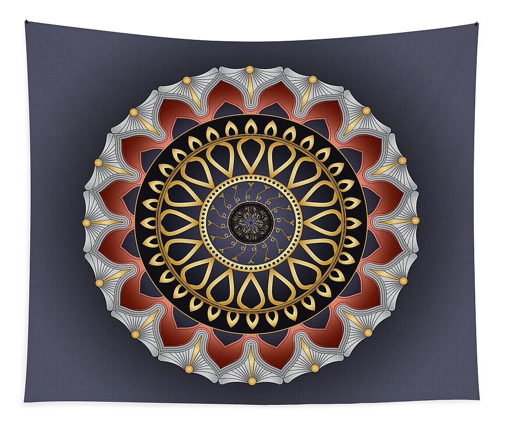 Mandala Tapestry featuring the digital art Circumplexical No 3482 by Alan Bennington