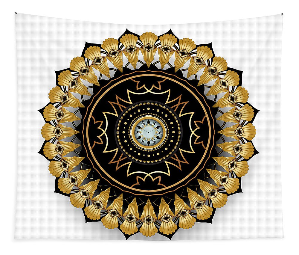 Mandala Tapestry featuring the digital art Circumplexical No 3511 by Alan Bennington