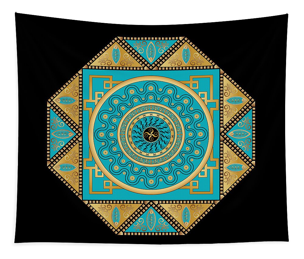 Mandala Tapestry featuring the digital art Circumplexical No 3557 by Alan Bennington