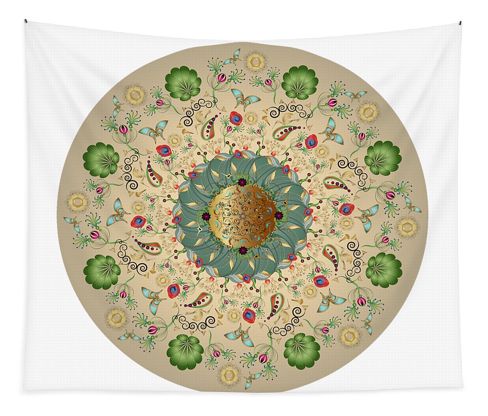 Mandala Tapestry featuring the digital art Circumplexical No 3670 by Alan Bennington