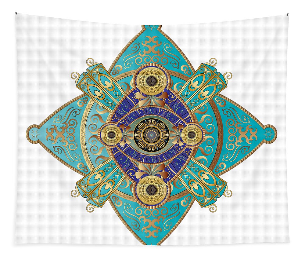 Mandala Tapestry featuring the digital art Circumplexical No 3698 by Alan Bennington