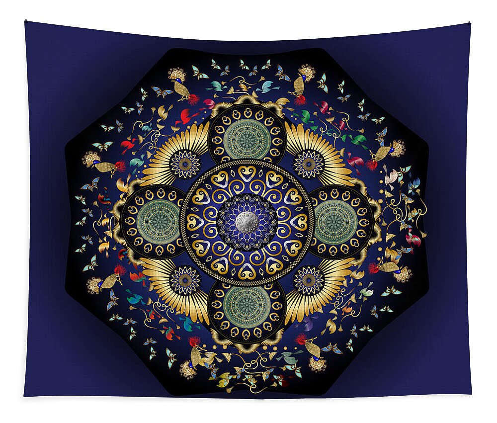 Mandala Tapestry featuring the digital art Circumplexical No 3798 by Alan Bennington