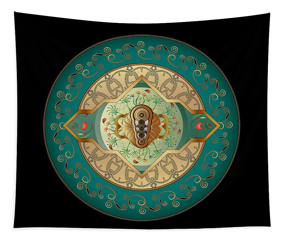 Mandala Tapestry featuring the digital art Circumplexical No 3838 by Alan Bennington