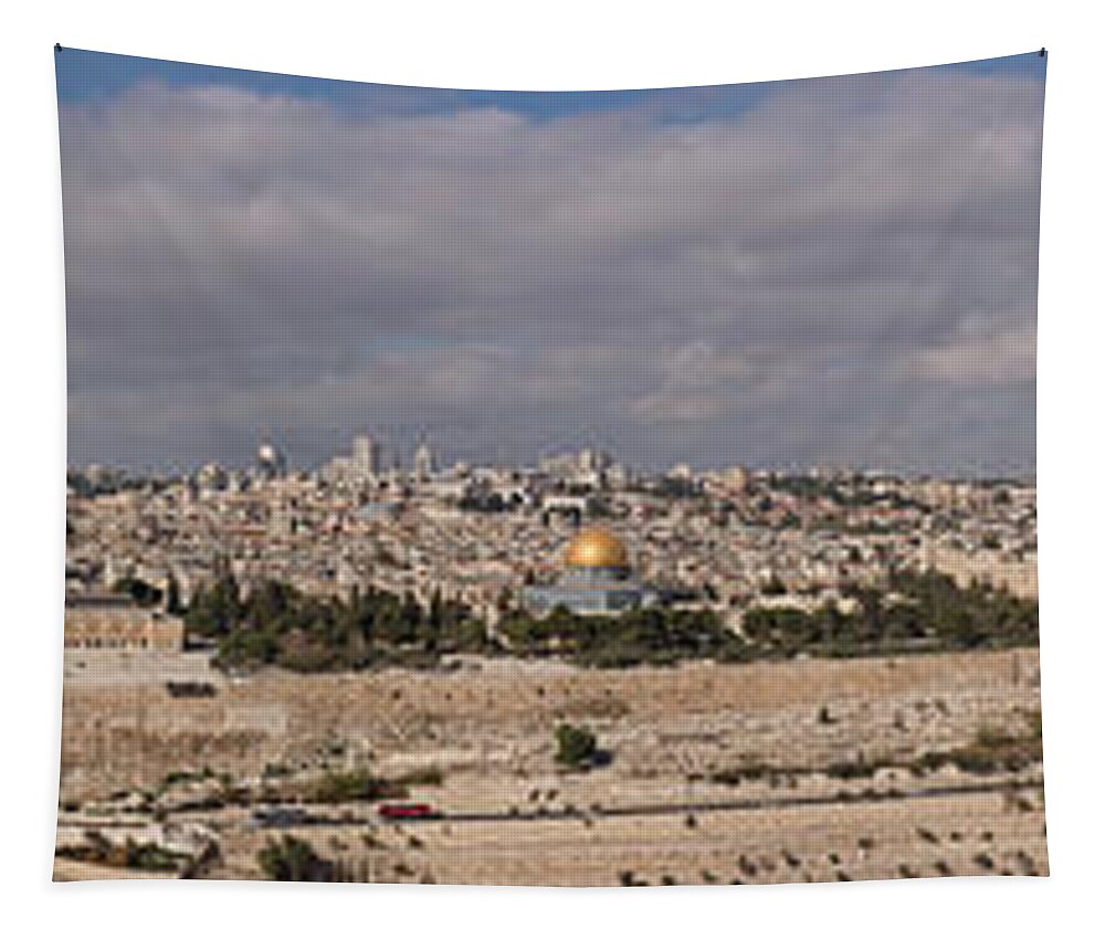 Photography Tapestry featuring the photograph Cityscape From The Mount Of Olives by Panoramic Images
