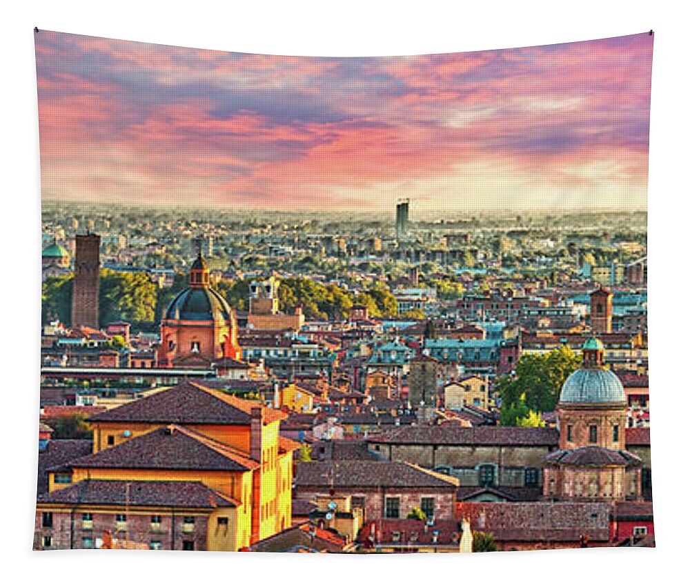  Tapestry featuring the photograph cityscape of Bologna by Vivida Photo PC