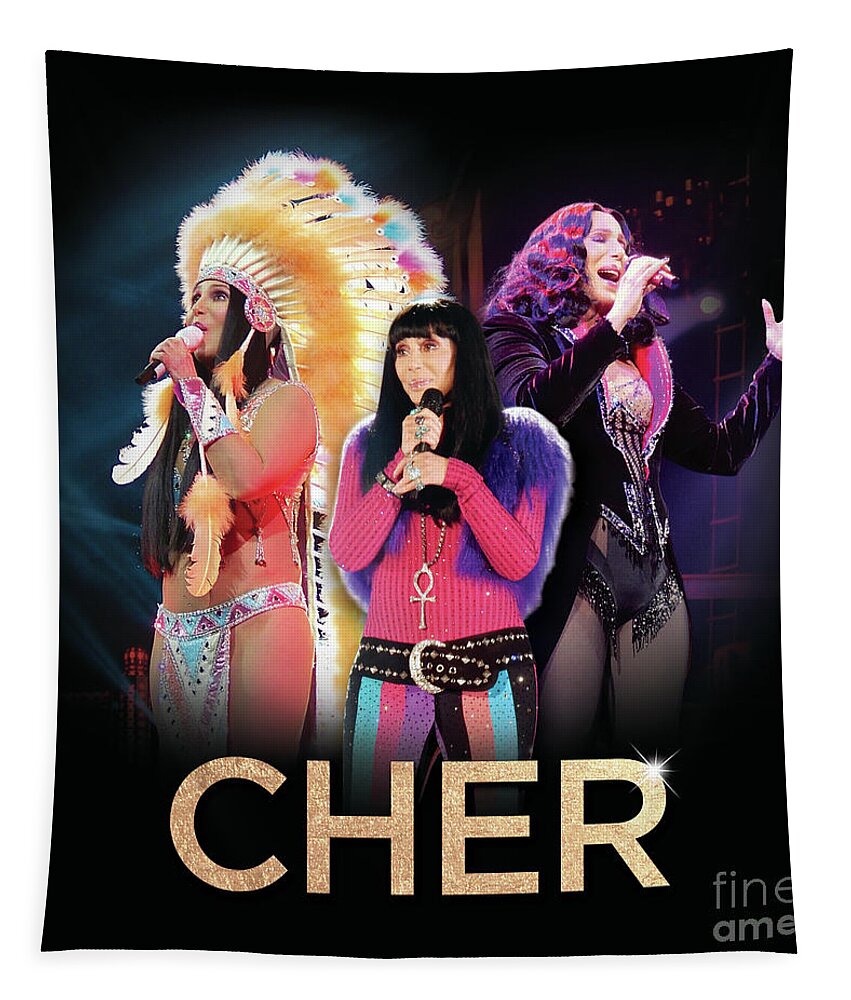 Cher Tapestry featuring the digital art Classic Cher Trio by Cher Style