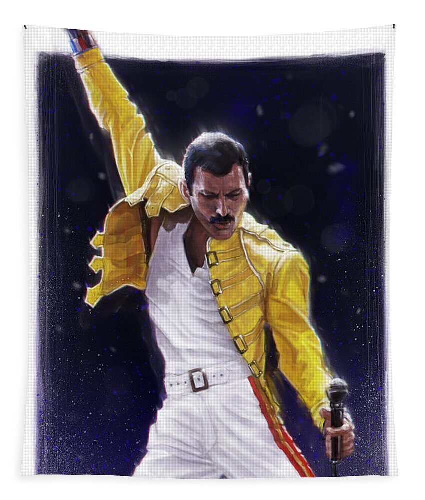 Freddie Mercury Tapestry featuring the digital art Classic Freddie by Andre Koekemoer