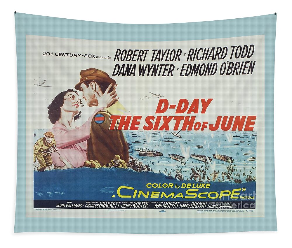 Dday Tapestry featuring the painting Classic Movie Poster - D-Day The Sixth of June by Esoterica Art Agency