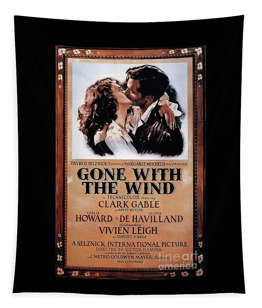 Gone Tapestry featuring the painting Classic Movie Poster - Gone With the Wind by Esoterica Art Agency