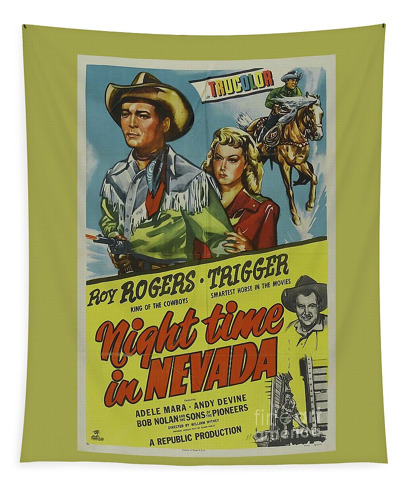 Roy Tapestry featuring the painting Classic Movie Poster - Night Time in Nevada by Esoterica Art Agency