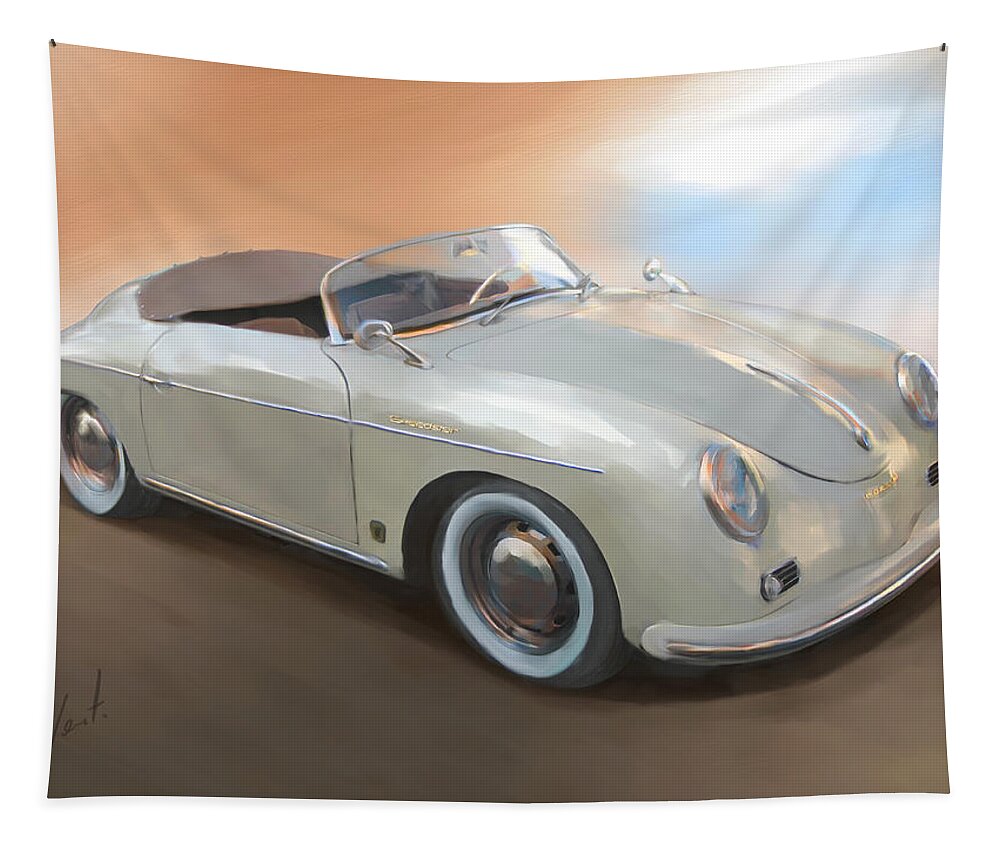 Classical Painting Tapestry featuring the painting Classic Porsche Speedster by Vart Studio