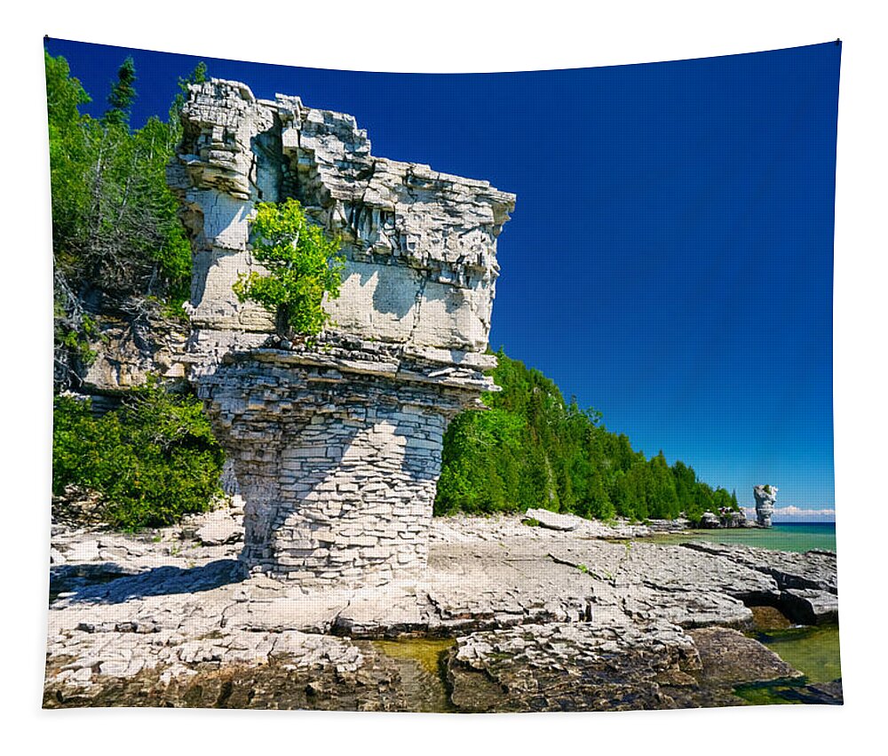 Flowerpot Tapestry featuring the photograph Clear Day at Flowerpot Island by Amanda Jones