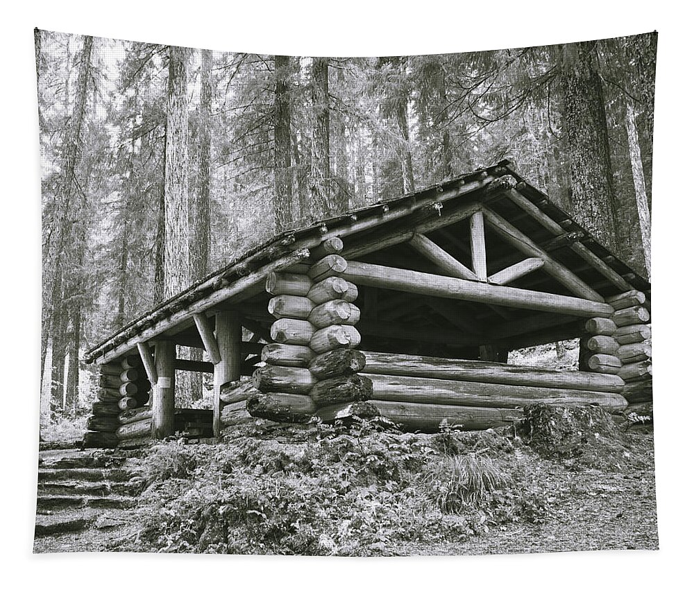 Black And White Tapestry featuring the photograph Clear Lake Shelter by Catherine Avilez