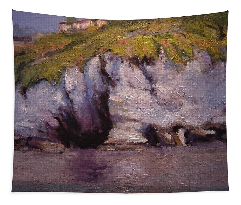Seascape Tapestry featuring the painting Cliffs at Pismo Beach California by R W Goetting