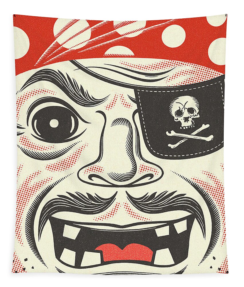 Adult Tapestry featuring the drawing Closeup of a Pirate Face by CSA Images