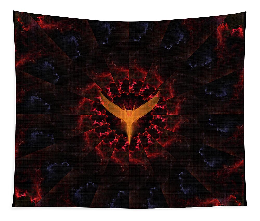 Clouds Of Fire Tapestry featuring the digital art Clouds Of Fire On Brick Mural by Rolando Burbon