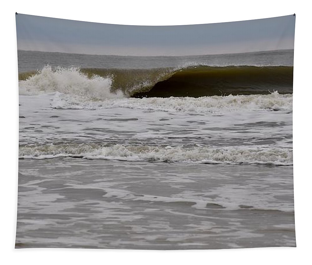 Hilton Head Island Tapestry featuring the photograph Cloudy day morning wave on Hilton Head Island by Dennis Schmidt