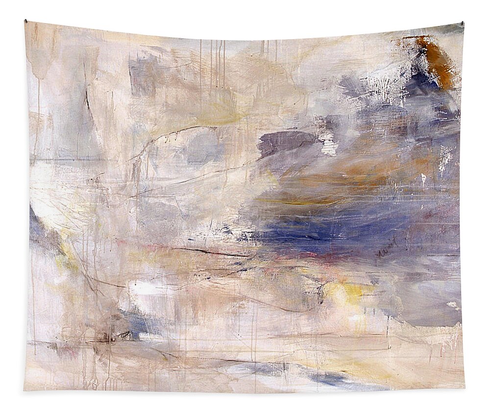 White Tapestry featuring the painting Coast Maine in March by Janet Zoya