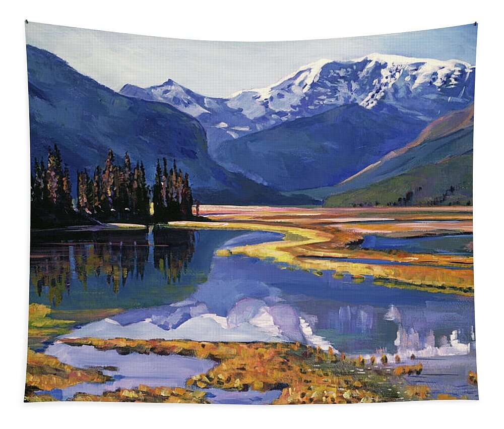 Landscape Tapestry featuring the painting Cold River Valley by David Lloyd Glover