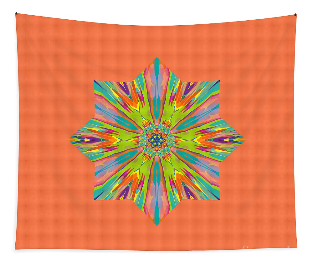 Abstract Tapestry featuring the digital art Color Splash On Coral by Rachel Hannah