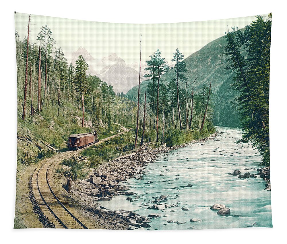 Colorado Tapestry featuring the photograph Colorado Needle Mountains, Canon of the Rio Ias Animus by Detroit Photographic Company