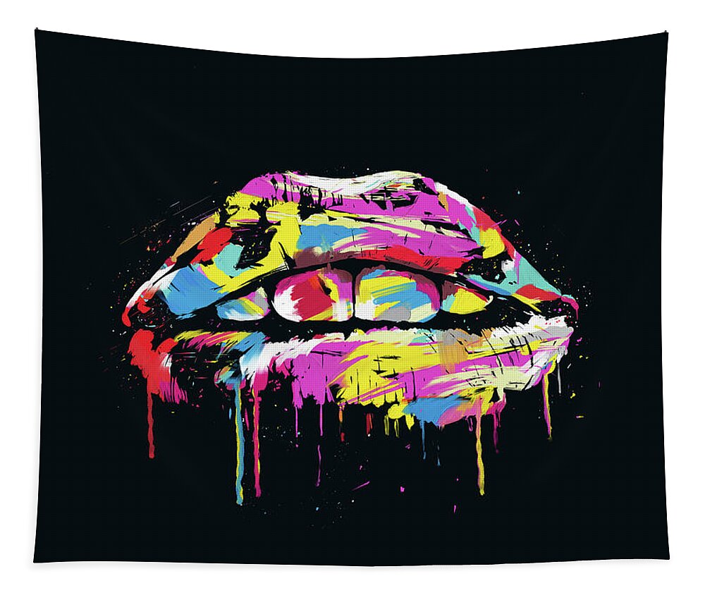 Lips Tapestry featuring the photograph Colorful lips by Balazs Solti