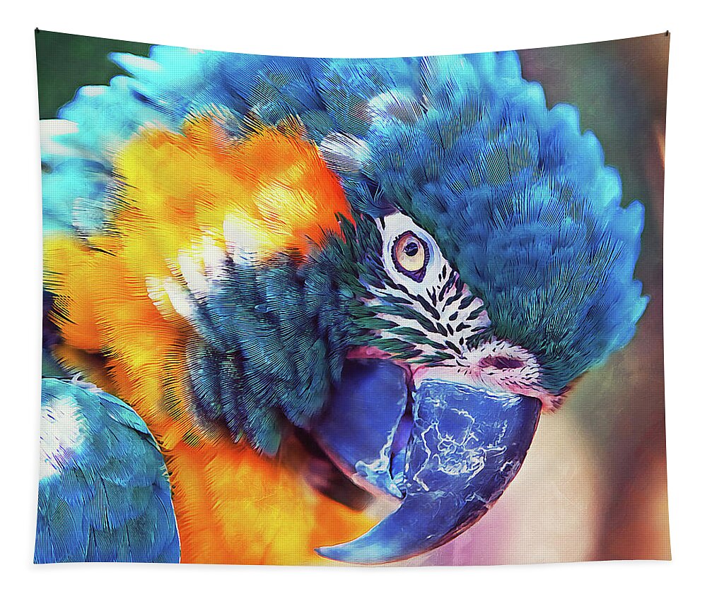 Exotic Bird Tapestry featuring the painting Colorful Parrot - 01 by AM FineArtPrints