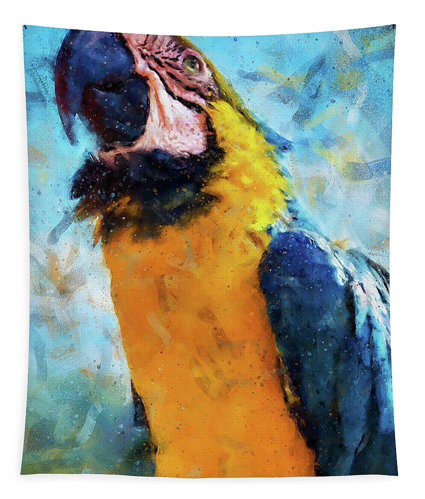 Exotic Bird Tapestry featuring the painting Colorful Parrot - 13 by AM FineArtPrints